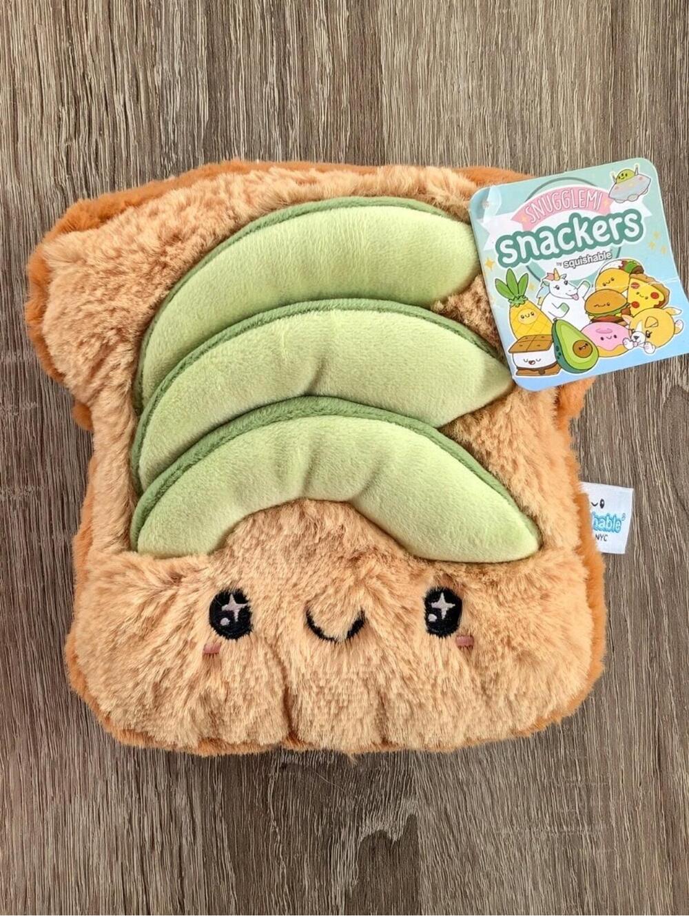 NWT Squishable Snugglemi Snackers Avocado Toast Plush Toy Gift Kids Baby